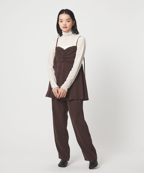 EMMEL REFINES（エメルリファインズ）の「＜EMMEL REFINES＞EM レイヤード キャミ サロペット（サロペット/オーバーオール・レディース・ブラック/ダークブラウン・S/M）」の5枚目の写真