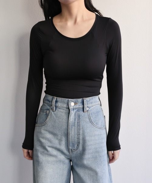 ap retro(アプレトロ)の「【ap retro basic】カップ付きヒートフィットインナー(Tシャツ/カットソー・レディース・ブラウン/ホワイト/ベージュ/ブラック・MEDIUM/X-LARGE/LARGE)」の11枚目の写真