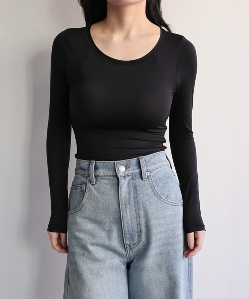 ap retro(アプレトロ)の「【ap retro basic】カップ付きヒートフィットインナー(Tシャツ/カットソー・レディース・ブラウン/ホワイト/ベージュ/ブラック・MEDIUM/X-LARGE/LARGE)」の12枚目の写真