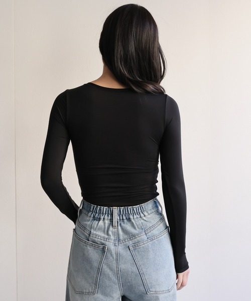 ap retro(アプレトロ)の「【ap retro basic】カップ付きヒートフィットインナー(Tシャツ/カットソー・レディース・ブラウン/ホワイト/ベージュ/ブラック・MEDIUM/X-LARGE/LARGE)」の15枚目の写真