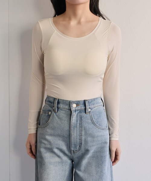 ap retro(アプレトロ)の「【ap retro basic】カップ付きヒートフィットインナー(Tシャツ/カットソー・レディース・ブラウン/ホワイト/ベージュ/ブラック・MEDIUM/X-LARGE/LARGE)」の7枚目の写真