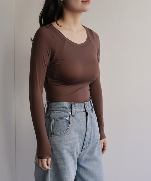 ap retro(アプレトロ)の「【ap retro basic】カップ付きヒートフィットインナー(Tシャツ/カットソー・レディース・ブラウン/ホワイト/ベージュ/ブラック・MEDIUM/X-LARGE/LARGE)」の20枚目の写真