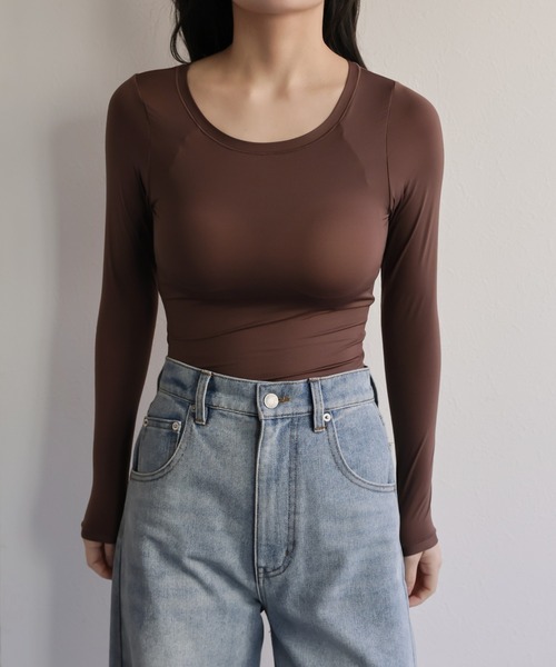 ap retro(アプレトロ)の「【ap retro basic】カップ付きヒートフィットインナー(Tシャツ/カットソー・レディース・ブラウン/ホワイト/ベージュ/ブラック・MEDIUM/X-LARGE/LARGE)」の18枚目の写真