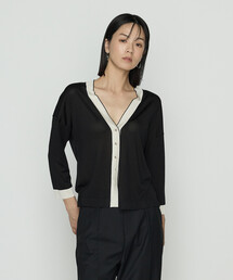 COMME CA | 〔 TALLサイズ 〕 シルキー天竺ニット バイカラーカーディガン(カーディガン/ボレロ)