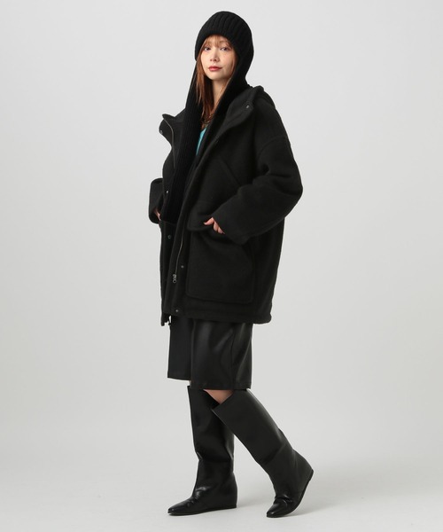 BAYFLOW（ベイフロー）の「[軽い着心地♪柔らかな肌触り]ウーリーキルティングフーディー（その他アウター・レディース・ブラック/ブラウン・SMALL/MEDIUM）」の3枚目の写真