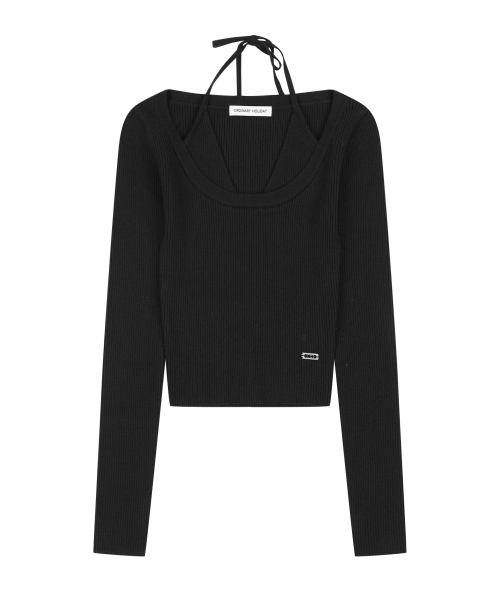 ORDINARY HOLIDAY（オーディナリー ホリデー）の「HALTER SLIT KNIT PULLOVER [BLACK]（ニット/セーター・レディース・その他・FREE）」の2枚目の写真