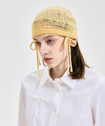 KIMZISU（キムジス）の「Ribbon Tied Beanie _ YELLOW（ニットキャップ/ビーニー）」