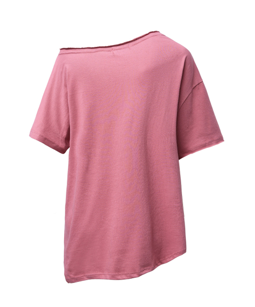 KATRINA K(カトリーナケイ)の「ヴィンテージラブピンクレオパードアンバランスオフショルダートップ半袖Tシャツ-ダーティピンク(Tシャツ/カットソー・レディース・その他・FREE)」の2枚目の写真