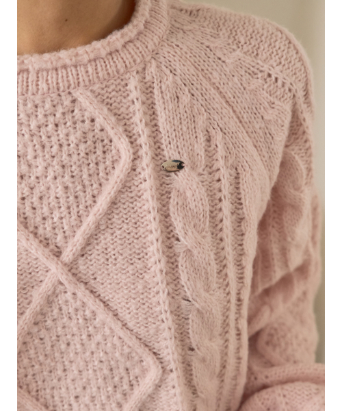 Sorry,Too Much Love(ソーリートゥーマッチラブ)の「Raglan Cable Wool Knit Pullover_Pink(ニット/セーター・レディース・その他・FREE)」の2枚目の写真