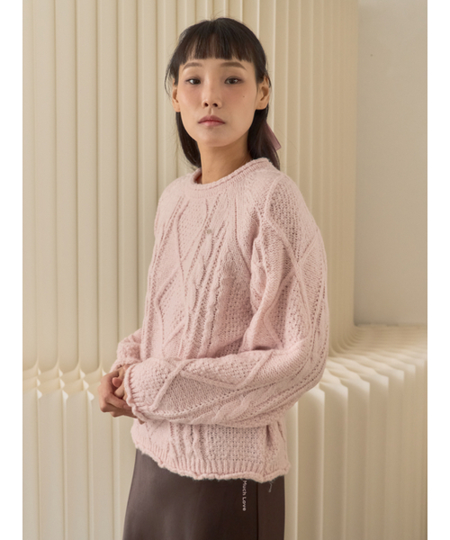 Sorry,Too Much Love(ソーリートゥーマッチラブ)の「Raglan Cable Wool Knit Pullover_Pink(ニット/セーター・レディース・その他・FREE)」の3枚目の写真