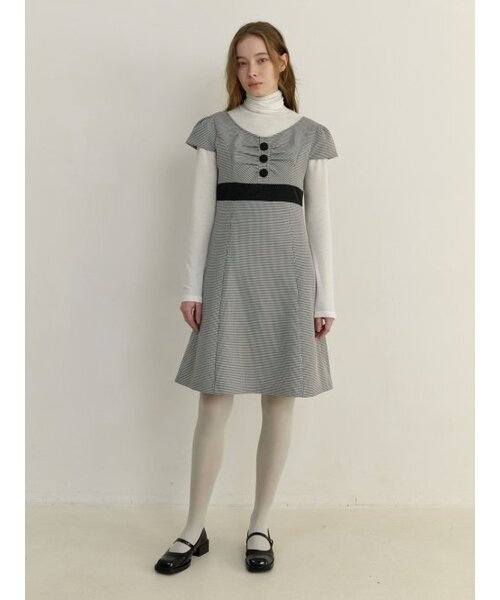 KINDABABY(カインダベイビー)の「claire houndcheck onepiece - black(ワンピース・レディース・ブラック・FREE)」の1枚目の写真