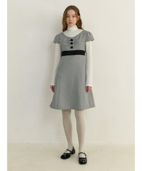KINDABABY(カインダベイビー)の「claire houndcheck onepiece - black(ワンピース・レディース・ブラック・FREE)」の2枚目の写真