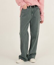 バイオピグメントウォッシングストレートデニムグリーン