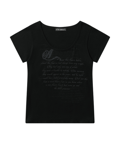 A FEW COMMENTS(アフューコメンツ)の「ペイルプリンテッドトップ ブラック(Tシャツ/カットソー・レディース・その他・FREE)」の2枚目の写真