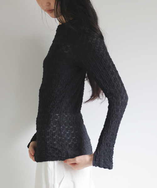 EMILY WEEK（エミリーウィーク）の「オーガニックコットン混レースプルオーバー（Tシャツ/カットソー・レディース・ブラック/アイボリー・FREE）」の5枚目の写真