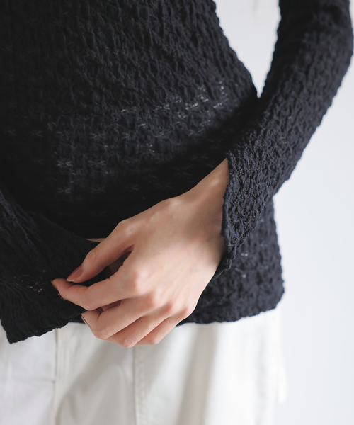 EMILY WEEK（エミリーウィーク）の「オーガニックコットン混レースプルオーバー（Tシャツ/カットソー・レディース・ブラック/アイボリー・FREE）」の7枚目の写真