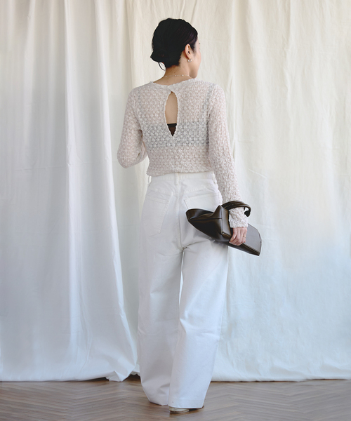 EMILY WEEK（エミリーウィーク）の「オーガニックコットン混レースプルオーバー（Tシャツ/カットソー・レディース・ブラック/アイボリー・FREE）」の10枚目の写真