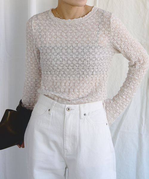 EMILY WEEK（エミリーウィーク）の「オーガニックコットン混レースプルオーバー（Tシャツ/カットソー・レディース・ブラック/アイボリー・FREE）」の11枚目の写真