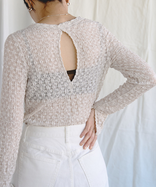 EMILY WEEK（エミリーウィーク）の「オーガニックコットン混レースプルオーバー（Tシャツ/カットソー・レディース・ブラック/アイボリー・FREE）」の12枚目の写真