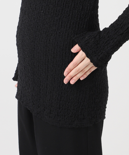 EMILY WEEK オーガニックコットン混レースプルオーバー ブラック エミリーウィーク EMILY WEEK オーガニックコットン混レースプル
