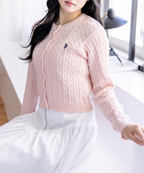 【U.S. POLO ASSN.】clear別注 ケーブルニットカーディガン U.S. POLO ASSN.】clear別注 ケーブルニットカーディガン