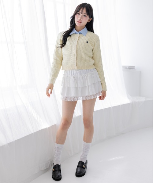 U.S. POLO ASSN.(ユーエスポロアッスン)の「【U.S. POLO ASSN.】clear別注 ケーブルニットカーディガン(カーディガン/ボレロ・レディース・アイボリー/イエロー/ピンク・F)」の19枚目の写真