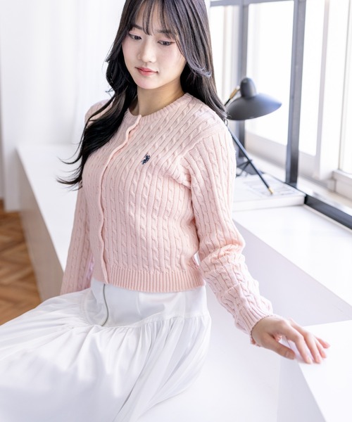 U.S. POLO ASSN.(ユーエスポロアッスン)の「【U.S. POLO ASSN.】clear別注 ケーブルニットカーディガン(カーディガン/ボレロ・レディース・アイボリー/イエロー/ピンク・F)」の22枚目の写真