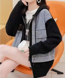 Lips（リップス）の「デニムドッキング　ニットパーカー/ZIPUP（デニムジャケット）」