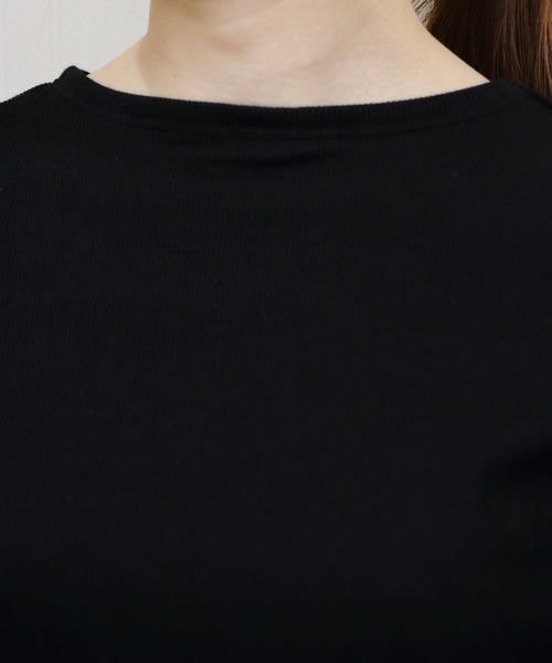 MEYAME(メヤメ)の「MEYAME/メヤメ ソフトリブハーフスリーブTEE SOFT RIB HALF SLEEVE TEE(Tシャツ/カットソー・レディース・ブラック/レッド/ライトグリーン/ピンク・FREE)」の6枚目の写真
