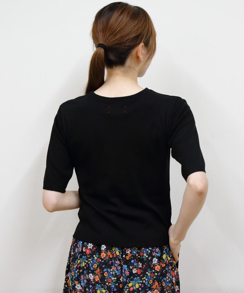 MEYAME(メヤメ)の「MEYAME/メヤメ ソフトリブハーフスリーブTEE SOFT RIB HALF SLEEVE TEE(Tシャツ/カットソー・レディース・ブラック/レッド/ライトグリーン/ピンク・FREE)」の8枚目の写真