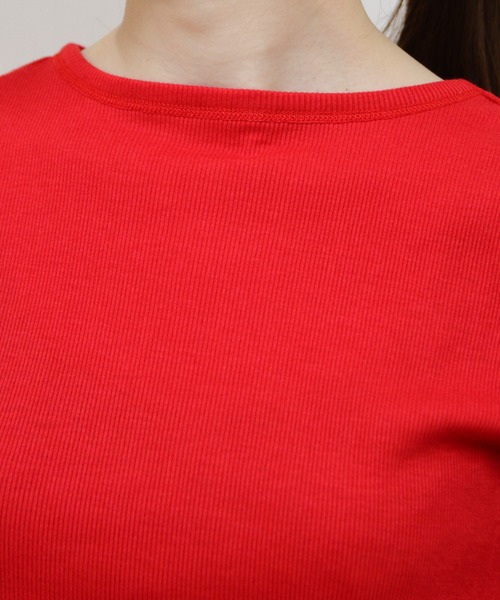 MEYAME(メヤメ)の「MEYAME/メヤメ ソフトリブハーフスリーブTEE SOFT RIB HALF SLEEVE TEE(Tシャツ/カットソー・レディース・ブラック/レッド/ライトグリーン/ピンク・FREE)」の10枚目の写真