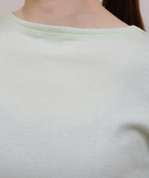 MEYAME(メヤメ)の「MEYAME/メヤメ ソフトリブハーフスリーブTEE SOFT RIB HALF SLEEVE TEE(Tシャツ/カットソー・レディース・ブラック/レッド/ライトグリーン/ピンク・FREE)」の15枚目の写真