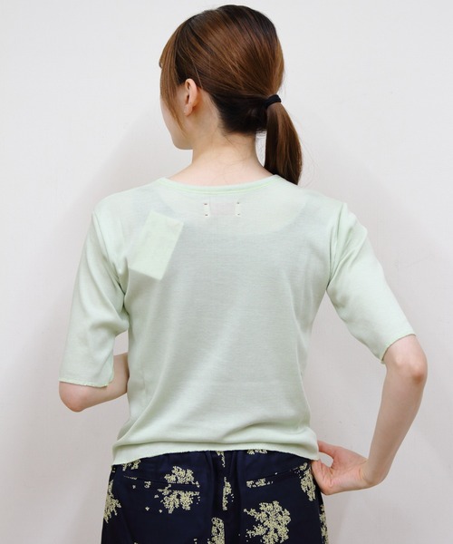 MEYAME(メヤメ)の「MEYAME/メヤメ ソフトリブハーフスリーブTEE SOFT RIB HALF SLEEVE TEE(Tシャツ/カットソー・レディース・ブラック/レッド/ライトグリーン/ピンク・FREE)」の12枚目の写真
