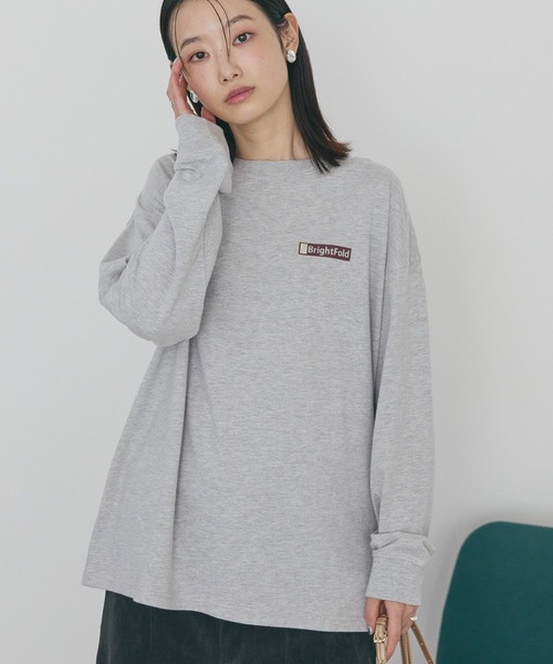AMERICAN HOLIC(アメリカンホリック)の「カンパニーロゴ風ロングTシャツ(Tシャツ/カットソー・レディース・グレー/オフホワイト・FREE)」の10枚目の写真