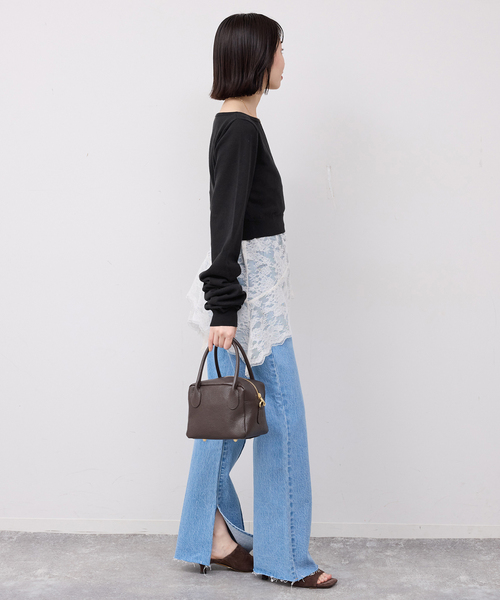 PROVOKE （プロヴォーク）の「PROVOKE/プロヴォーク  2WAYボートネックプルオーバー PV-020042（ニット/セーター・レディース・ベージュ/ブラック・FREE）」の5枚目の写真