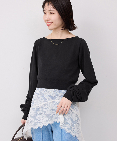 PROVOKE （プロヴォーク）の「PROVOKE/プロヴォーク  2WAYボートネックプルオーバー PV-020042（ニット/セーター・レディース・ベージュ/ブラック・FREE）」の8枚目の写真