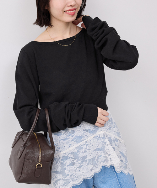 PROVOKE （プロヴォーク）の「PROVOKE/プロヴォーク  2WAYボートネックプルオーバー PV-020042（ニット/セーター・レディース・ベージュ/ブラック・FREE）」の10枚目の写真