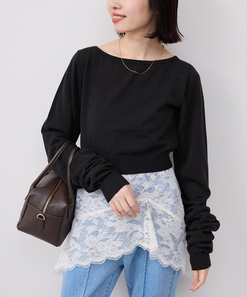 PROVOKE （プロヴォーク）の「PROVOKE/プロヴォーク  2WAYボートネックプルオーバー PV-020042（ニット/セーター・レディース・ベージュ/ブラック・FREE）」の11枚目の写真