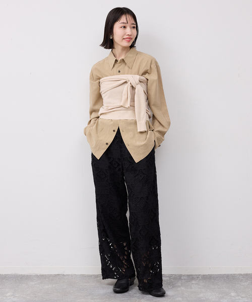 PROVOKE （プロヴォーク）の「PROVOKE/プロヴォーク  2WAYボートネックプルオーバー PV-020042（ニット/セーター・レディース・ベージュ/ブラック・FREE）」の13枚目の写真