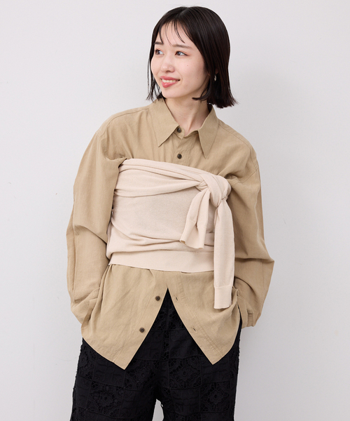 PROVOKE （プロヴォーク）の「PROVOKE/プロヴォーク  2WAYボートネックプルオーバー PV-020042（ニット/セーター・レディース・ベージュ/ブラック・FREE）」の16枚目の写真