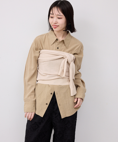 PROVOKE （プロヴォーク）の「PROVOKE/プロヴォーク  2WAYボートネックプルオーバー PV-020042（ニット/セーター・レディース・ベージュ/ブラック・FREE）」の17枚目の写真