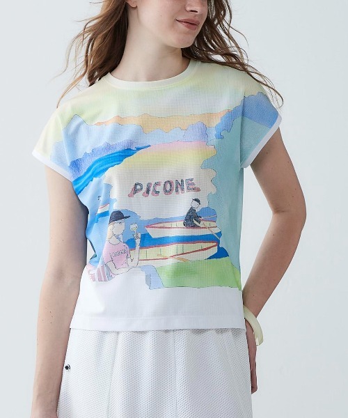 STUDIO PICONE(スタジオピッコーネ)の「絵画風プリントプルオーバー(Tシャツ/カットソー・レディース・イエロー・LL/L/M)」の4枚目の写真