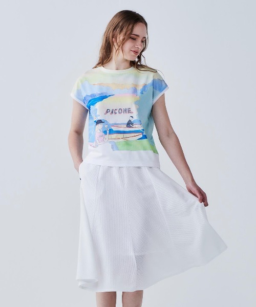 STUDIO PICONE(スタジオピッコーネ)の「絵画風プリントプルオーバー(Tシャツ/カットソー・レディース・イエロー・LL/L/M)」の8枚目の写真