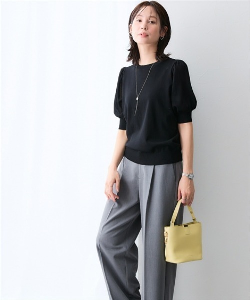7days Life Styling(セブンデイズライフスタイリング)の「【UVカット/接触冷感/遮熱】シアーパフ袖ニットプルオーバー(カーディガン/ボレロ・レディース・ブラック/ライトグレー・L/M/S/3L/LL)」の5枚目の写真