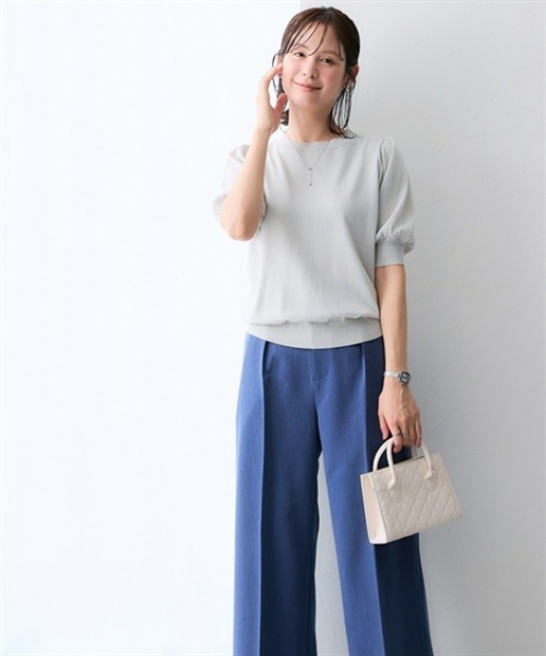 7days Life Styling(セブンデイズライフスタイリング)の「【UVカット/接触冷感/遮熱】シアーパフ袖ニットプルオーバー(カーディガン/ボレロ・レディース・ブラック/ライトグレー・L/M/S/3L/LL)」の9枚目の写真