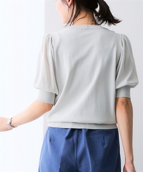 7days Life Styling(セブンデイズライフスタイリング)の「【UVカット/接触冷感/遮熱】シアーパフ袖ニットプルオーバー(カーディガン/ボレロ・レディース・ブラック/ライトグレー・L/M/S/3L/LL)」の12枚目の写真
