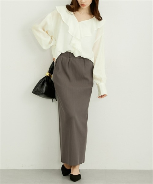 nissen（ニッセン）の「フリルカラーオーバーブラウス（シャツ/ブラウス・レディース・オフホワイト/サックスブルー/ブラック・M/L/LL）」の9枚目の写真