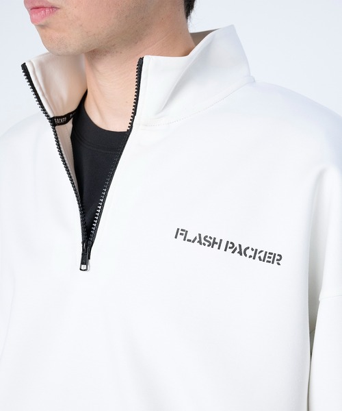 FLASH PACKER(フラッシュパッカー)の「FLASH PACKER フラッシュパッカー / セットアップ対応 エアテンション ハーフジップスウェット // XP-AIR HALFZIP(スウェット・メンズ・ホワイト/ブラック/グレー・MEDIUM/LARGE/X-LARGE)」の5枚目の写真