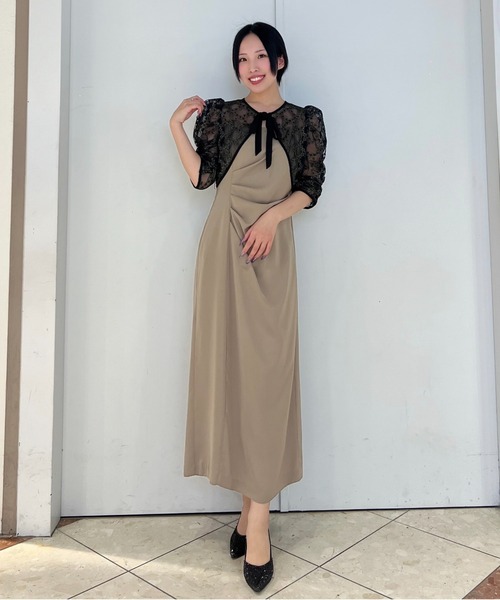 Cupid Heart（キューピッドハート）の「【Cupid Heart】結婚式用！レースボレロ×ドレープドレス（ドレス・レディース・ベージュ/ブラック/ブルーグレー・MEDIUM）」の3枚目の写真
