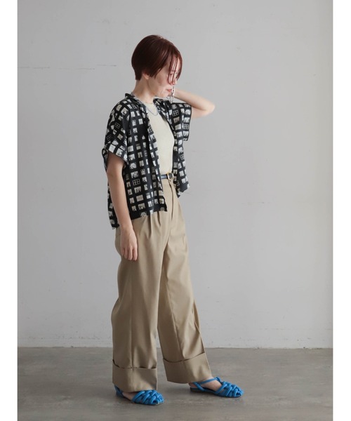 FIL DE FER（フィルデフェール）の「【予約】ウィンドウプリント　ショートブラウス（シャツ/ブラウス・レディース・ブラック・FREE）」の14枚目の写真